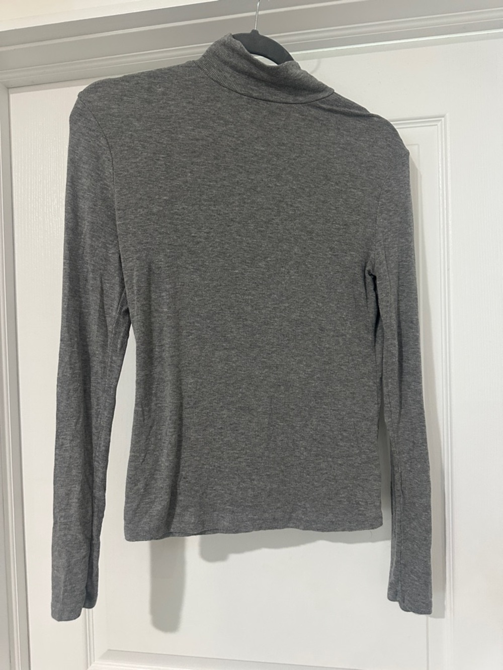 Classic Grey Long-Sleeve Turtleneck Top